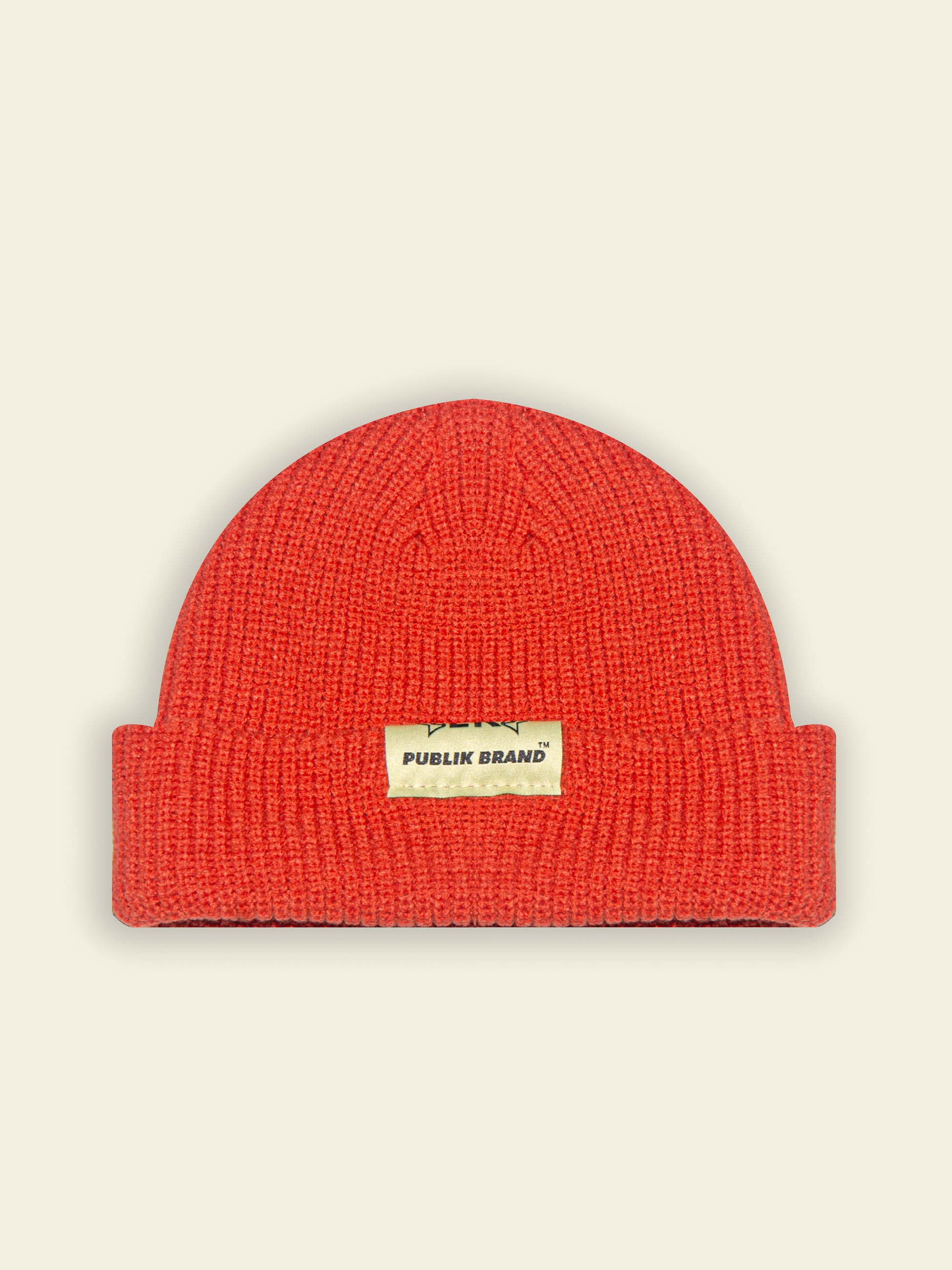 Publik Brand Fisherman Beanie Valencia Orange, all made in USA, Back