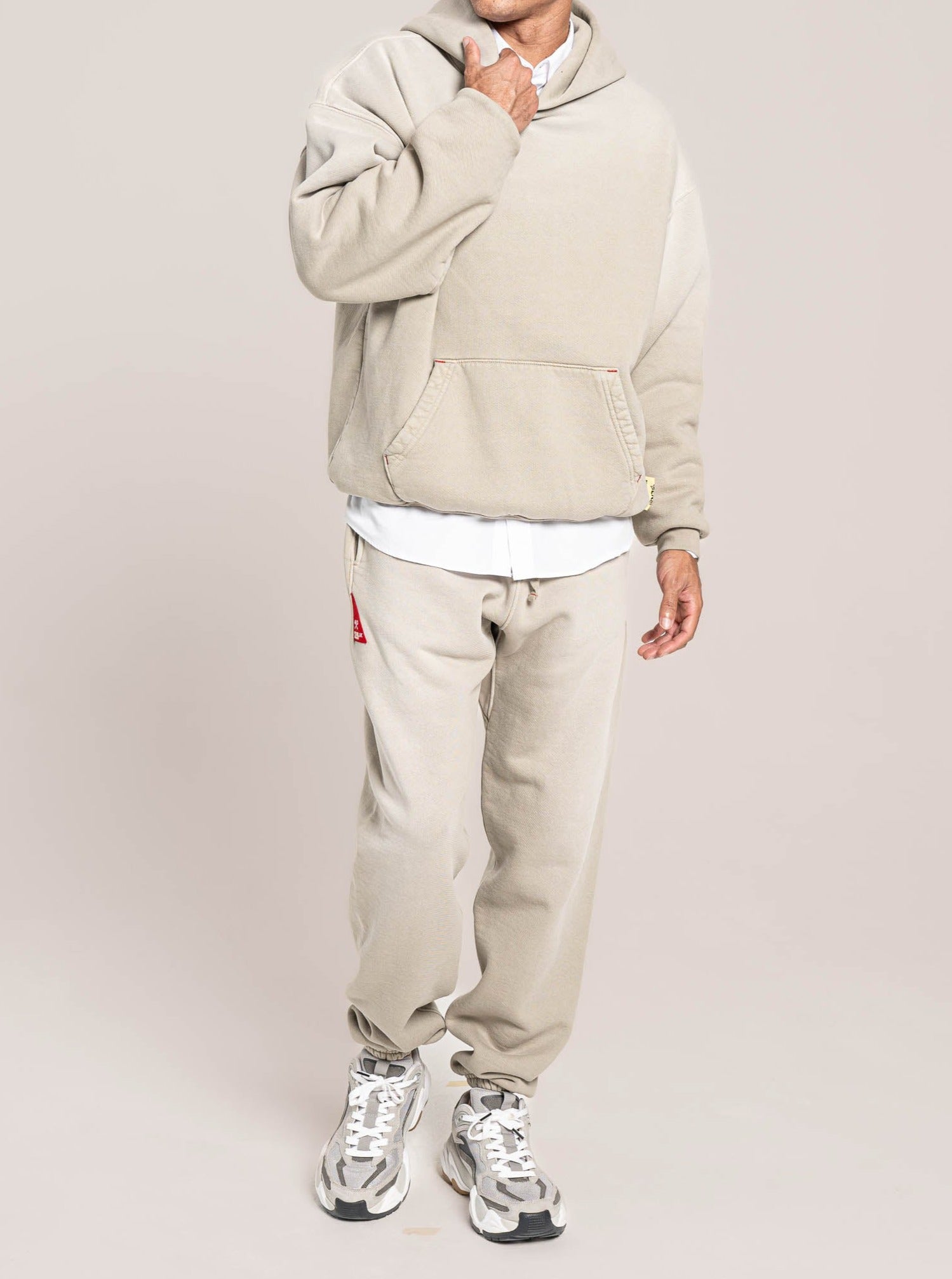 Publik Brand Single Layered Hoodie Old Wood Heavyweight Fleece and old wood relaxed sweatpants set, all made in USA