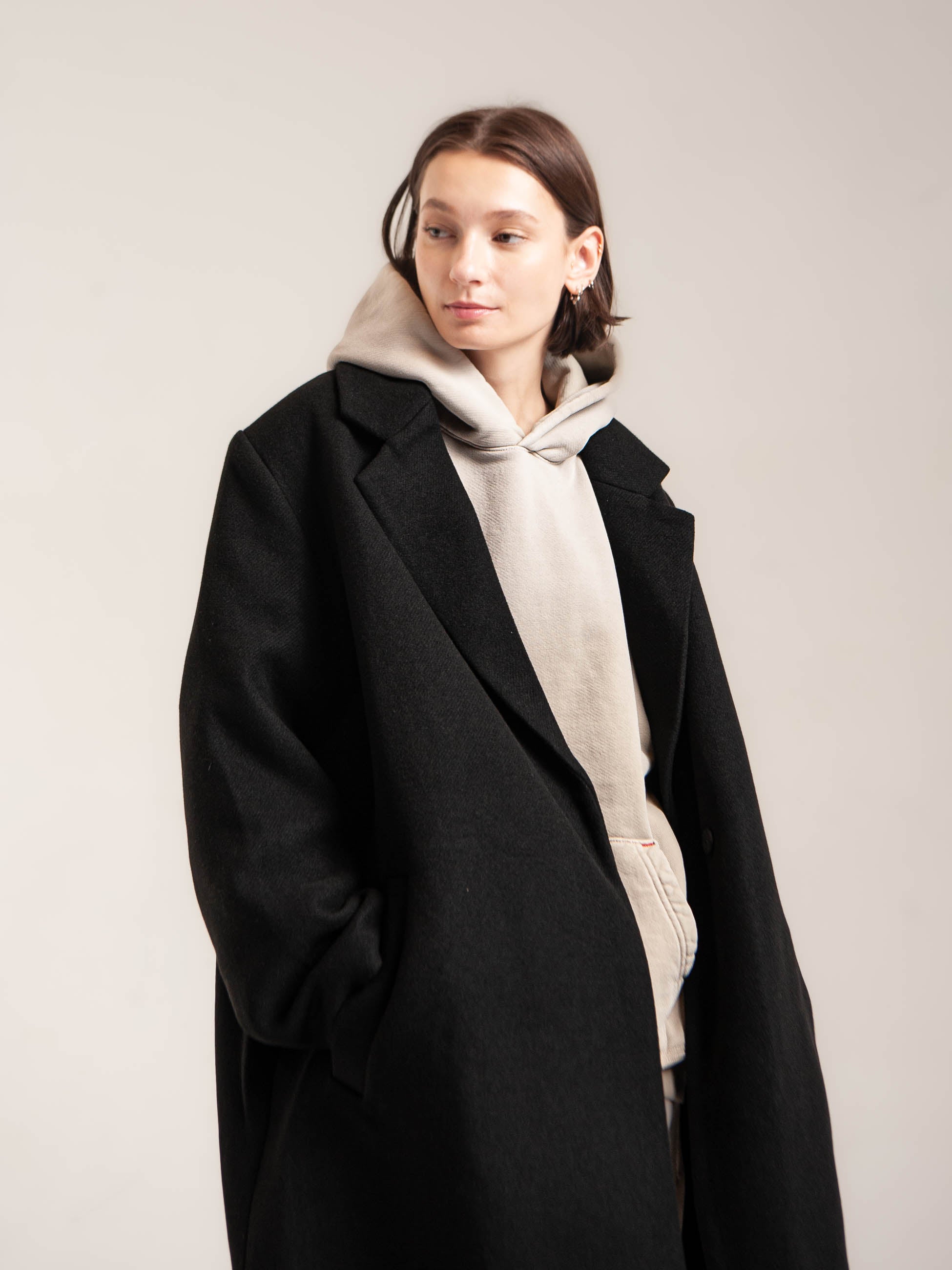 Wool Blend Single-Breasted Coat