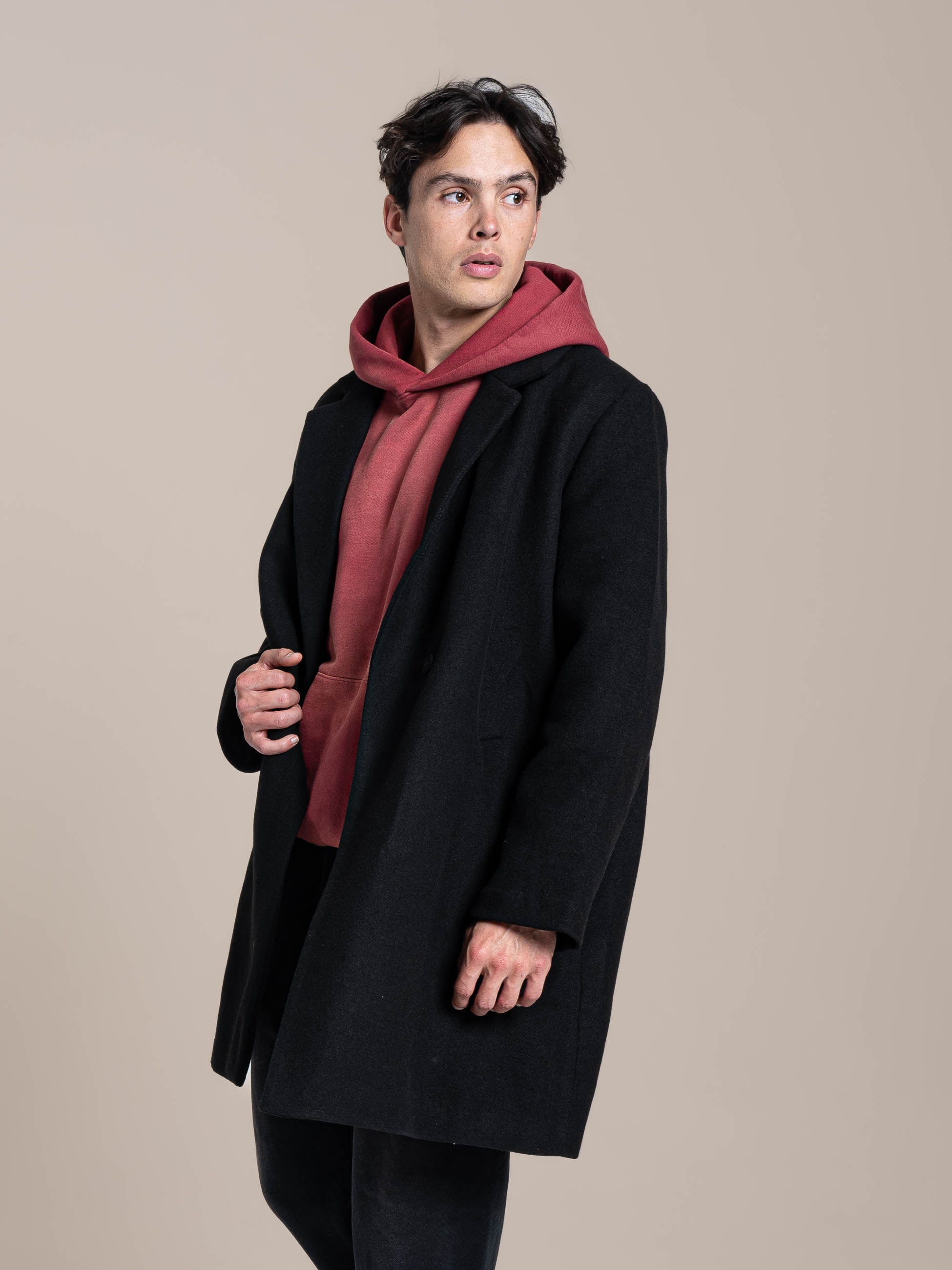 Wool Blend Single-Breasted Coat
