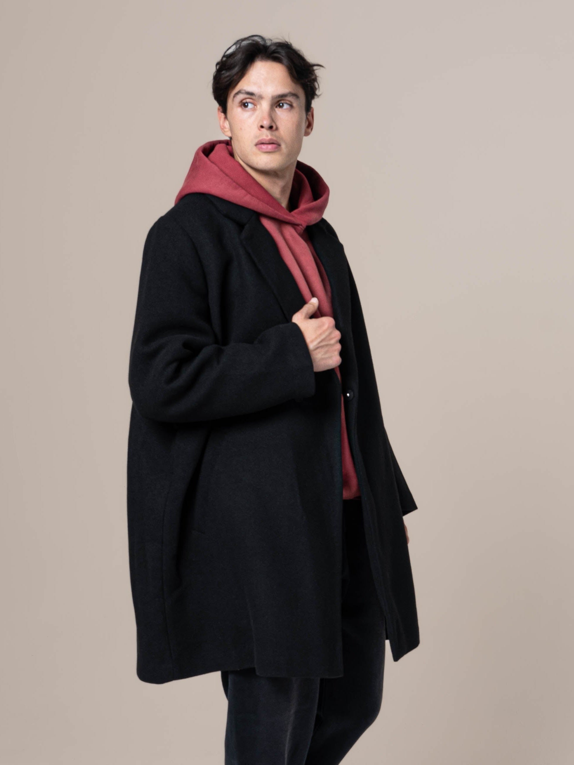 Wool Blend Single-Breasted Coat