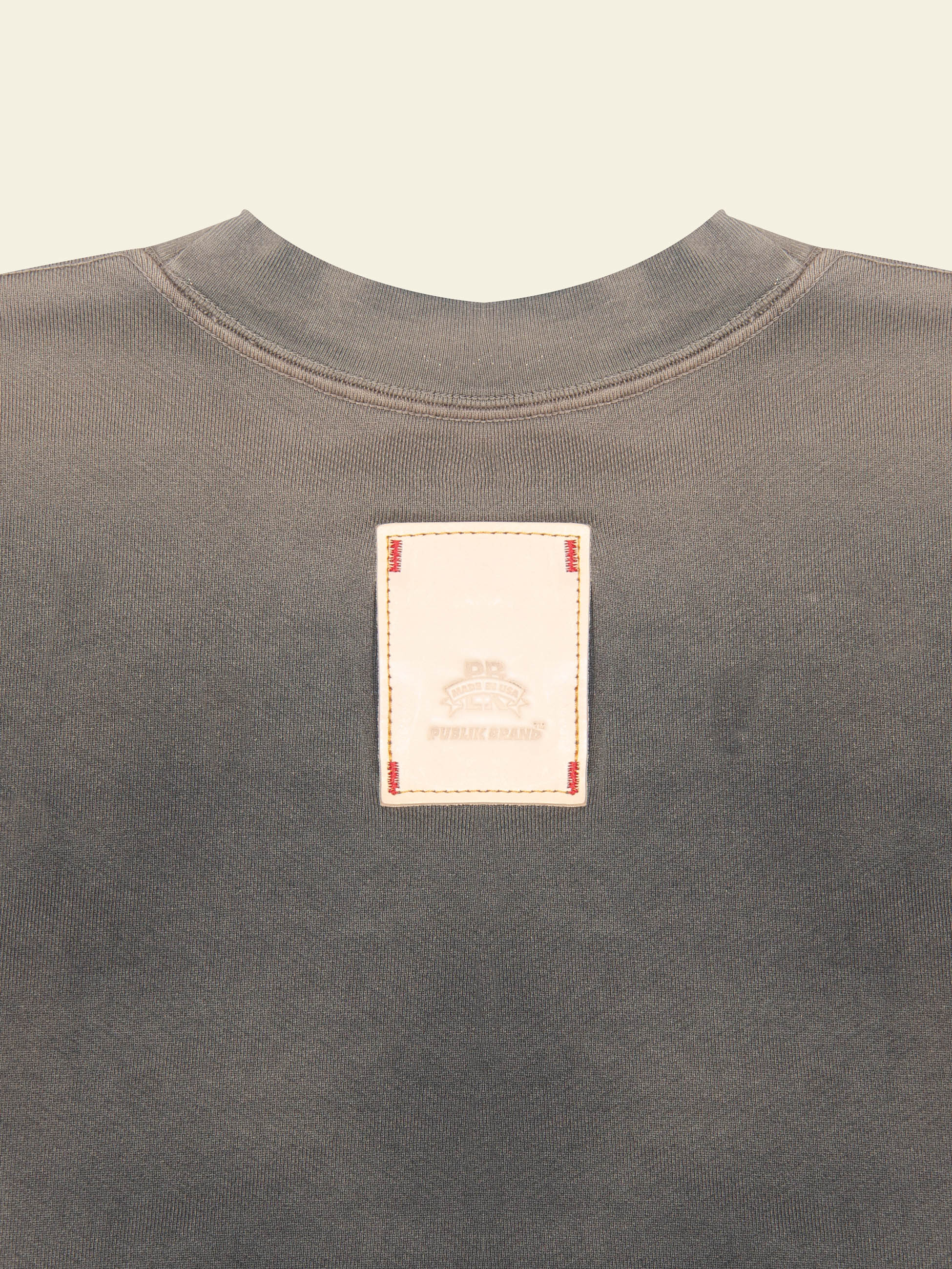 Publik Brand Double Layered Sweatshirt Crewneck Anchor Gray Heavyweight Fleece, all made in USA, back side detail